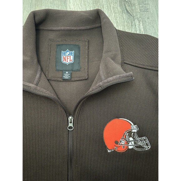 NFL Cleveland Browns Jacket Mens M Brown Waffle Knit Lined Soft Shell Football - Picture 2 of 6